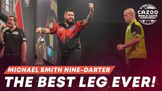 THE BEST LEG OF ALL TIME 🤯 MICHAEL SMITH HITS A NINEDARTER IN A WORLD CHAMPIONSHIP FINAL [upl. by Cogen520]