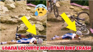 Loana Lecomte crash in Cross Country mountain biking at Paris Olympics loana lecomte Injury Accident [upl. by Billie]