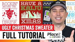 How To Create Simple Ugly Christmas Sweater Designs with Placeit in MinutesFull Tutorial [upl. by Eikciv]