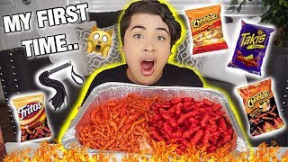 MUKBANG MY FIRST TIME Ultimate Hot Cheetos Challenge eating show [upl. by Ardys]