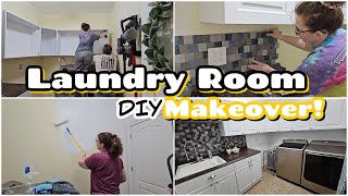 NEW Insane DIY Laundry Room Makeover on a Budget Extreme Room Transformation Affordable Renovation [upl. by Aeirdna]