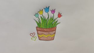 How to draw a beautiful plant  plant drawing [upl. by Sucramd431]