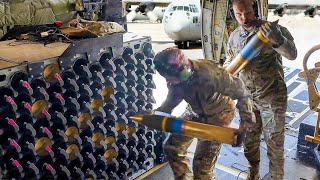 Reloading Powerful US AC130 Flying Tank Before Firing All its Cannons [upl. by Evoy359]