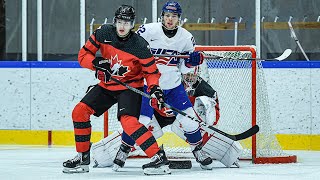 Highlights from Canada vs US in 2024 IIHF World Junior Championship pretournament action [upl. by Oeht]