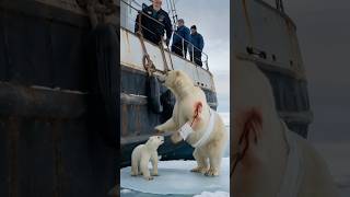 Sailors heroically save a trapped injured mother polar bear in a touching rescue rescueanimals [upl. by Okimat87]