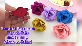 Flor de Papel para Topo de Bolo FÁCIL shorts [upl. by Rezzani89]