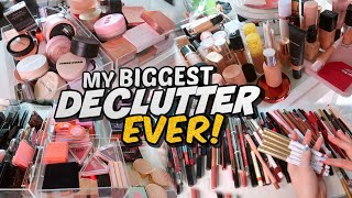 MAKEUP COLLECTION DECLUTTER My BIGGEST One Yet🥲 [upl. by Kay102]