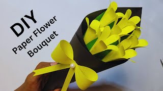 Beautiful paper flower vase making idea at home  Paper Rose Bouquet  Handmade Flower bouquet [upl. by Lizzie]