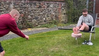 Resistance Band Bow VS Our Bare FEET Dont Make A Noise Challenge [upl. by Pudens]