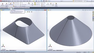 SolidWorks Lofted Bend Tutorial  SolidWorks Sheet Metal Cone Tutorial  Sheet Metal Transitions [upl. by Ayikan967]