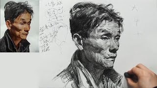 Professional portrait drawing with Charcoal [upl. by Lledrac]