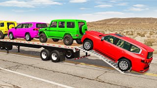 Flatbed Truck Mcqueen  Transportation with Truck  Pothole vs Car 188  BeamNGDrive [upl. by Kassaraba]