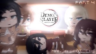 Attack on Titan reacts to Demon slayer  part 4  many mistakes think  all creds in desc [upl. by Garald]