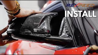 REXPEED Supra GR 2020 Carbon Fiber Mirror Cap Full Replacements INSTALL [upl. by Marybelle570]