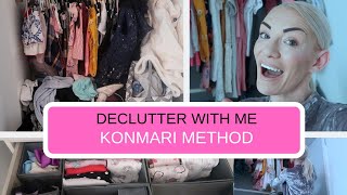 KONMARI METHOD MARIE KONDO DECLUTTER CLOSETWARDROBE  ORGANIZE WITH ME [upl. by Atilemrac]