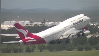 Qantas 747400 Queen Takeoff From Brisbane [upl. by Rasmussen]