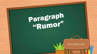 Paragraph On Rumor  Rumor  Rumor Paragraph For All Classes Students [upl. by Eissed]