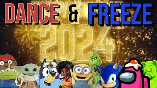 Dance and Freeze 2024  New Year Freeze Dance 2024 Brain Break  New Year Song  PhonicsMan Fitness [upl. by Gamal67]