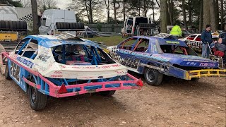 Saloon Stockcars Hednesford Hills Raceway 171124 [upl. by Ahsinyt]