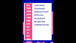 Acronyms and meanings english [upl. by Renckens36]