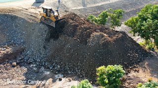 NEW PROJECT THE BEST WORK FAST DOZER CAT​ D6R2 PUSHING CLEARING SOIL MAKE NEW ROAD DAM CONSTRUCTION [upl. by Stranger]