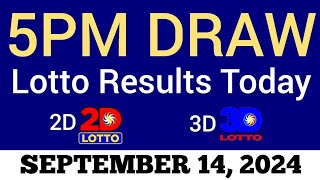 Lotto Result Today 5pm Draw September 14 2024 Swertres Ez2 PCSO Live Result [upl. by Htezzil]