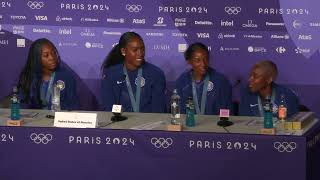 Lead By Gabby Thomas Sydney McLaughlinLevrone Team USA Smash Olympic 4x400 Press Conference [upl. by Sug]