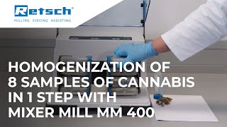 Homogenization of 8 samples of cannabis in 1 step with the MM400 mixer mill [upl. by Aryamo]