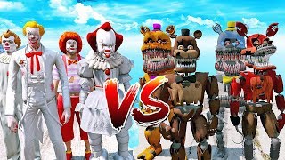 NIGHTMARE ANIMATRONICS VS TEAM PENNYWISE IT  GTA V Five Nights at Freddys [upl. by Rafaelle]