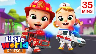 Feuerwehr Krankenwagen  Kinderlieder für Kleinkinder  Little World Deutsch [upl. by Ohploda]