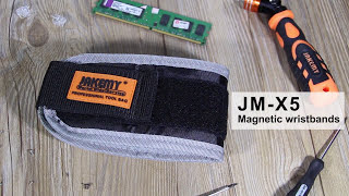 JAKEMY JMX5 Magnetic Wristbands for Holding Screws Nails Drill Bits [upl. by Yrret]