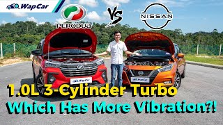 10L 3Cyl Turbo Battle Perodua Ativa vs Nissan Almera Engine Vibration 0100 amp FC Test  WapCar [upl. by Annawd]