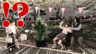 The girl flew in surprise Bushman Prank in JAPAN [upl. by Ruamaj]