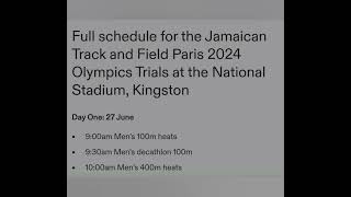 Full schedule of Jamaica Olympics trials 2024 Elaine Thompson Herah will not compete in trials [upl. by Garris]