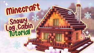 Cozy Minecraft Log Cabin Tutorial 🌲❄️✨ Cottagecore Winter Cottage ☃️✨ Easy Survival Starter House [upl. by Enylorac]