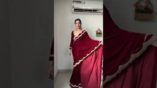 Beautiful 😍 Velvet Saree 🥻 for winter ❄️☃️ wedding outfitideas viral cataloguebyab [upl. by Revolc]