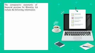 The comparative statements of financial position for Hinckley SA include the following informatio [upl. by Ha]