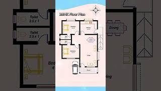 House plan 775x126m  2BHK Floor Plan  housedesign architecture building floorplan shorts [upl. by Derwon]