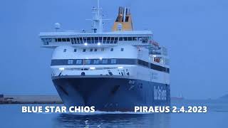 BLUE STAR CHIOS evening arrival at Piraeus Port [upl. by Shaina393]