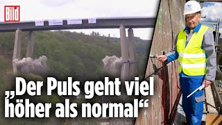 Sprengmeister Schneider glücklich Sprengung der A45Talbrücke Rahmede erfolgreich  Lüdenscheid [upl. by Soinski]