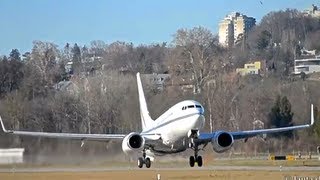 Private Boeing 73779T Full power takeoff in Berne HD [upl. by Ocirema209]