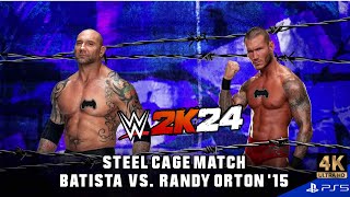 Batista vs Randy Orton  Steel Cage Match  WWE 2K24 PS5 Gameplay 4K [upl. by Raphaela]