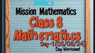 quotClass 8 Maths WEEK 2 Day 105082024 Worksheet Solutions  Maths Solutionsquot [upl. by Romina]