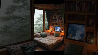 Rainy Day Respite Cozy Cabin Soft Blankets and a Storm Outside rainyday cozycabin cabinlife r [upl. by Daffi]