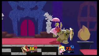 Super Smash Bros Ultimate Captain Bowser destroys Weak Peach Shield Battle Smash Bowsers Castle [upl. by Nailij]