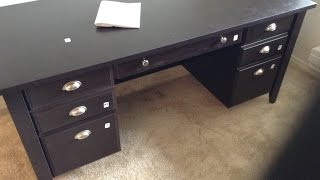 Sauder 408920 Made in USA Executive Desk From Office Depot build tutorial [upl. by Aniaz272]