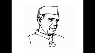 How to draw Pandit Jawaharlal Nehru face sketch drawing step by step [upl. by Cohlier]