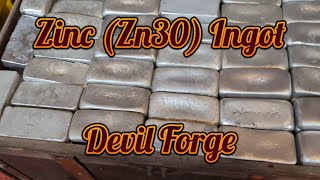 E224 Zinc Zn30 Ingot Devil forge copper gold silver casting [upl. by Isak]