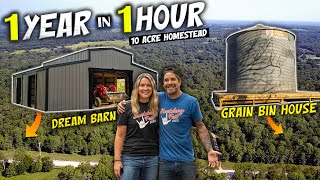 Couple Turns Wooded RAW LAND Into Sustainable Homestead  1 Year in 1 Hour [upl. by Crellen443]