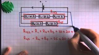 Elektriciteit vervangingsweerstand gemengde schakeling  voorbeeld  natuurkunde [upl. by Kinemod]